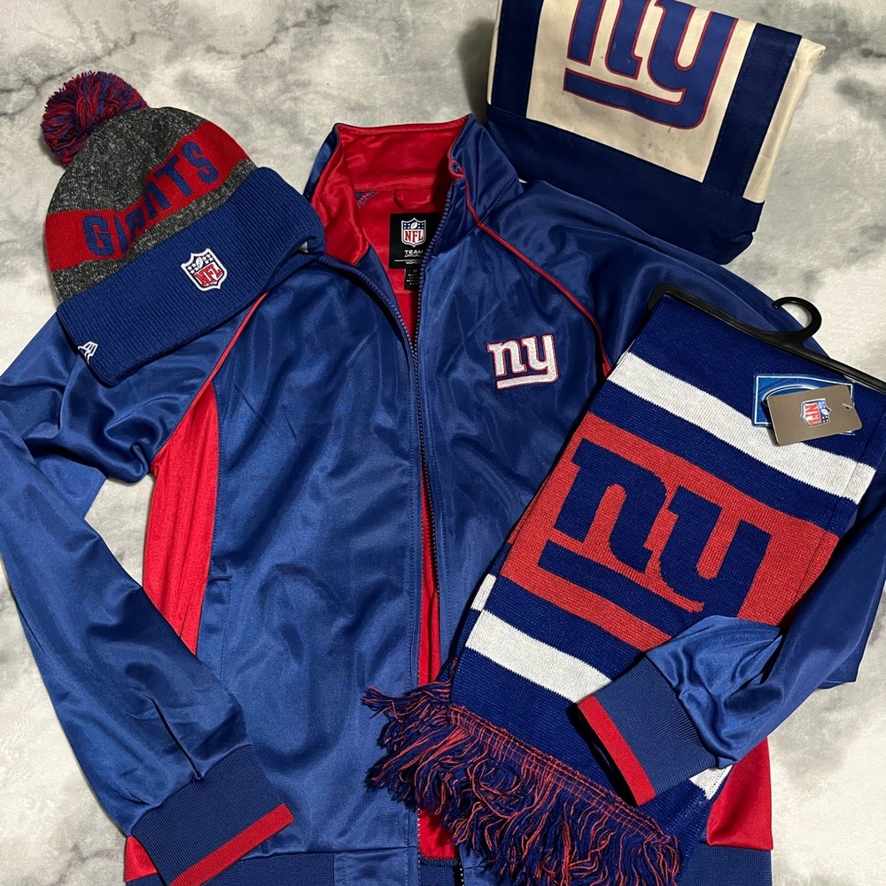 GO GIANTS! 4 piece set! Hat and jacket w/fleece lining, scarf and bag!